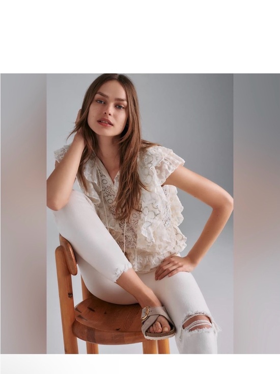 Anthropologie Tops - NWT Verb Anthropologie Embroidered Lace Ruffle Top